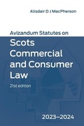 Cover: Avizandum Statutes on Scots Commercial and Consumer Law: 2023-24 - Edinburgh University Press