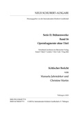 Cover: Neue Schubert-Ausgabe. Kritische Berichte / B&uuml;hnenwerke / Band 16 Opernfragmente ohne Titel - Internationale Schubert-Gesellschaft
