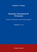 Cover: Deutsches Namenbuch II: Ortsnamen - Kovac, Dr. Verlag