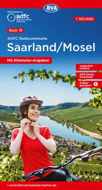 Abbildung von: ADFC-Radtourenkarte 19 Saarland /Mosel 1:150.000, reiß- und wetterfest, E-Bike geeignet, GPS-Tracks Download, mit Bett+Bike Symbolen, mit Kilometer-Angaben - BVA BikeMedia