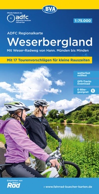 Abbildung von: ADFC-Regionalkarte Weserbergland, 1:75.000, mit Tagestourenvorschlägen, reiß- und wetterfest, E-Bike-geeignet, GPS-Tracks Download - BVA BikeMedia