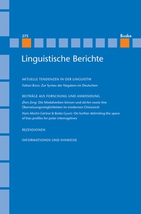 Abbildung von: Linguistische Berichte Heft 275 - Buske, H