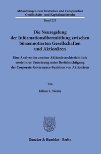 Abbildung von: Die Neuregelung der Informationsübermittlung zwischen börsennotierten Gesellschaften und Aktionären. - Duncker & Humblot