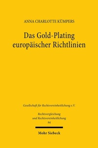 Abbildung von: Das Gold-Plating europäischer Richtlinien - Mohr Siebeck