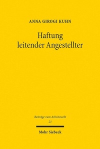 Abbildung von: Haftung leitender Angestellter - Mohr Siebeck