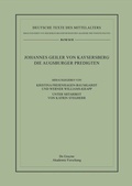 Cover: Johannes Geiler von Kaysersberg, Die Augsburger Predigten - De Gruyter Akademie Forschung