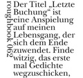 Cover: Die letzte Buchung - Urs Engeler