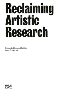 Abbildung von: Reclaiming Artistic Research - Hatje Cantz Verlag