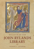 Cover: Bulletin of the John Rylands Library 99/2 - Manchester University Press
