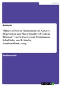 Abbildung von: "Effects of Street Harassment on Anxiety, Depression, and Sleep Quality of College Women" von DelGreco und Christensen. Inhaltliche und kritische Auseinandersetzung - GRIN Verlag