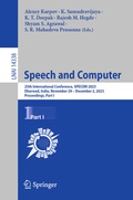 Cover: Speech and Computer - Springer