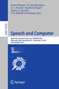 Enlarge image Cover: Speech and Computer - Springer