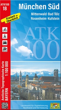 Abbildung von: ATK100-18 München Süd (Amtliche Topographische Karte 1:100000) - Landesamt für Digitalisierung, Breitband und Vermessung, Bayern