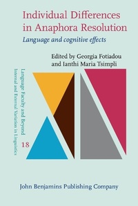 Enlarge image Cover: Individual Differences in Anaphora Resolution - John Benjamins Publishing Company