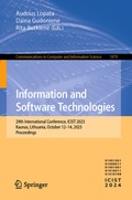 Cover: Information and Software Technologies - Springer