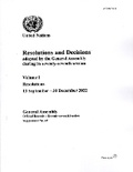 Cover: Resolutions and decisions adopted by the General Assembly during its seventy-seventh session - United Nations