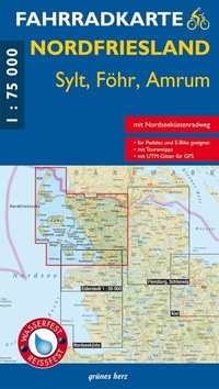 Abbildung von: Fahrradkarte Nordfriesland - Sylt, Föhr, Amrum - grünes herz
