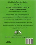 Abbildung von: 600 DürckheimRegister®-FOLIEN für STEUERGESETZE u.a; zum Einheften und Unterteilen der Gesetzessammlungen - Dürckheim Verlag