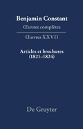 Cover: Articles et brochures (1821-1824) - De Gruyter