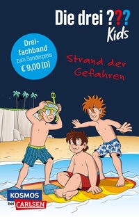 Abbildung von: Die drei ??? Kids: Strand der Gefahren. Dreifachband. (Enthält die Bände: Achtung, Strandräuber!, Insel der Haie, Surfstrand in Gefahr) - Carlsen