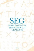 Cover: Supplementum Epigraphicum Graecum, Volume LXVIII (2018) - Brill