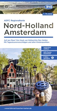 Abbildung von: ADFC-Regionalkarte Nord-Holland Amsterdam, 1:75.000, mit Tagestourenvorschlägen und allen Knotenpunkten, reiß- und wetterfest, E-Bike-geeignet, GPS-Tracks Download - BVA BikeMedia