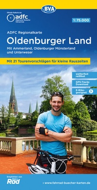 Abbildung von: ADFC-Regionalkarte Oldenburger Land, 1:75.000, mit Tagestourenvorschlägen, mit Knotenpunkten, reiß- und wetterfest, E-Bike-geeignet, GPS-Tracks Download - BVA BikeMedia