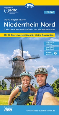Abbildung von: ADFC-Regionalkarte Niederrhein Nord, 1:75.000, mit Tagestourenvorschlägen, reiß- und wetterfest, E-Bike-geeignet, mit Knotenpunkten, GPS-Tracks Download - BVA BikeMedia