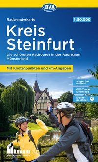 Abbildung von: BVA Radwanderkarte Kreis Steinfurt 1:50.000, mit Knotenpunkten und km-Angaben, reiß- und wetterfest, GPS-Tracks Download, E-Bike geeignet - BVA BikeMedia