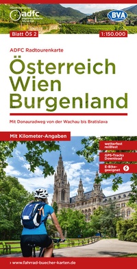 Abbildung von: ADFC-Radtourenkarte ÖS2 Österreich Wien Burgenland 1:150:000, reiß- und wetterfest, E-Bike geeignet, GPS-Tracks Download, mit Bett+Bike Symbolen, mit Kilometer-Angaben - BVA BikeMedia