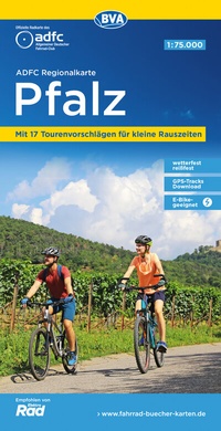 Abbildung von: ADFC-Regionalkarte Pfalz, 1:75.000, mit Tagestourenvorschlägen, reiß- und wetterfest, E-Bike-geeignet, GPS-Tracks Download - BVA BikeMedia