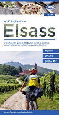 Abbildung von: ADFC-Regionalkarte Elsass, 1:75.000, mit Tagestourenvorschlägen, reiß- und wetterfest, E-Bike-geeignet, GPS-Tracks Download - BVA BikeMedia