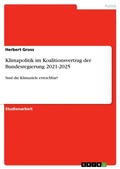 Cover: Klimapolitik im Koalitionsvertrag der Bundesregierung 2021-2025 - GRIN Verlag