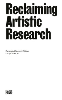 Abbildung von: Reclaiming Artistic Research - Hatje Cantz Verlag