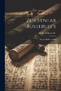 Enlarge image Cover: Zur Syntax Rustebuef's - Legare Street Press