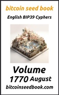 Cover: Bitcoin Seed Book English BIP39 Cyphers Volume 1770-August (Bitcoin Seed Book 1770, #8) - Denny Wayne