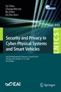 Cover: Security and Privacy in Cyber-Physical Systems and Smart Vehicles - Springer