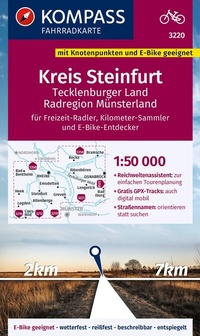 Abbildung von: KOMPASS Fahrradkarte 3220 Kreis Steinfurt, Tecklenburger Land, Radregion Münsterland mit Knotenpunkten 1:50.000 - KOMPASS-Karten