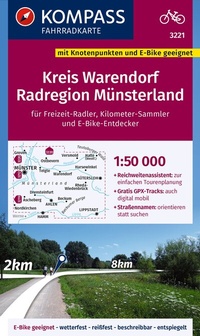 Abbildung von: KOMPASS Fahrradkarte 3221 Kreis Warendorf - Radregion Münsterland mit Knotenpunkten 1:50.000 - KOMPASS-Karten