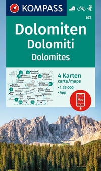 Abbildung von: KOMPASS Wanderkarten-Set 672 Dolomiten, Dolomiti, Dolomites (4 Karten) 1:35.000 - KOMPASS-Karten
