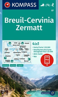 Abbildung von: KOMPASS Wanderkarte 87 Breuil-Cervinia, Zermatt 1:50.000 - KOMPASS-Karten
