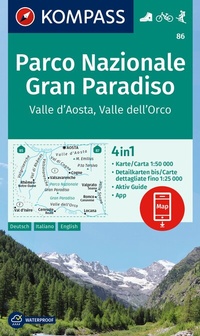 Abbildung von: KOMPASS Wanderkarte 86 Parco Nazionale Gran Paradiso, Valle d'Aosta, Valle dell'Orco 1:50.000 - KOMPASS-Karten