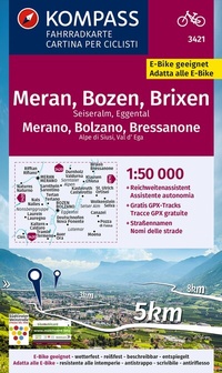 Abbildung von: KOMPASS Fahrradkarte 3421 Meran, Bozen und Umgebung 1:50.000 - KOMPASS-Karten