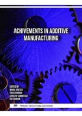 Cover: Achivements in Additive Manufacturing - Trans Tech Publications Ltd