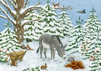 Abbildung von: Sticker-Adventskalender - Eselchen im Winterwald - Coppenrath