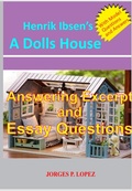Cover: Henrik Ibsen's A Dolls House: Answering Excerpt & Essay Questions (A Guide to Henrik Ibsen's A Doll's House, #3) - Jorges P. Lopez