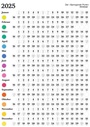 Bild: Domberger Calendars - Der Springende Punkt: Das Original wei&szlig; 2025, 57,5x81cm, Wandkalender bestehend aus zwei B&ouml;gen, 365 gestanzte Punkte, farbenpr&auml;chtig und bunt, deutsches Kalendarium - Domberger
