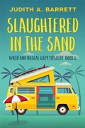Cover: Slaughtered in the Sand (Wren and Rascal's Haunted Campground Mysteries, #4) - Wobbly Creek, LLC