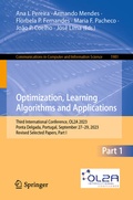 Cover: Optimization, Learning Algorithms and Applications - Springer