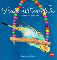 Bild vergrößern Bild: Freche Wellensittiche Postkartenkalender 2025 - Heye